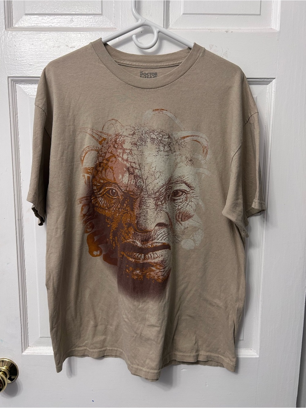 Doctor Who Captain Jack Face of Boe Men’s T-Shirt Sz XL Beige